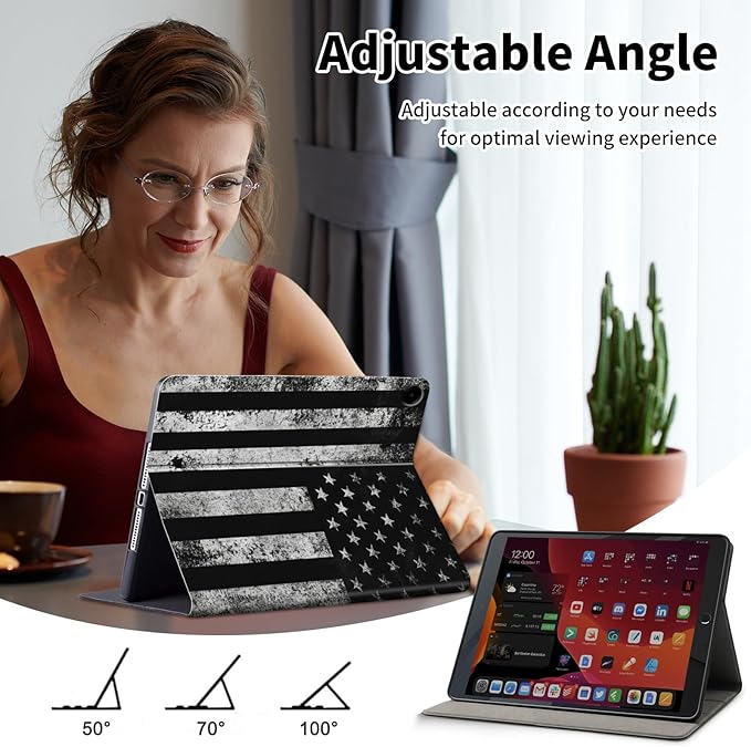 Case for Galaxy Tab A9+/A9 Plus 11 inch 2023 2024Slim Leather Multi-Angle Stand Folio Cover Auto Wake/Sleep for Samsung Galaxy Tab A9 Plus Tablet SM-X210/X216/X218Black American Flag