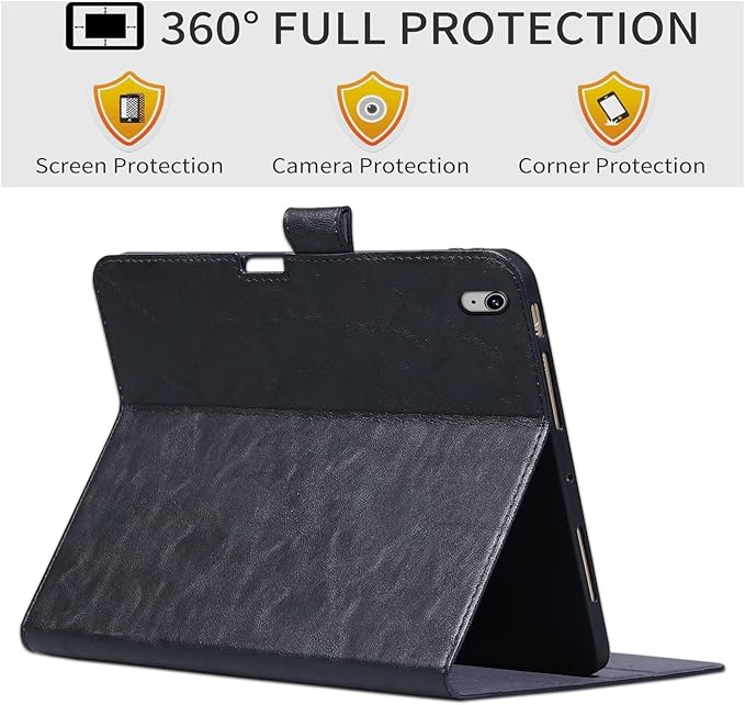 Premium Leather Case for iPad Air 13 Inch M3 2025/M2 2024 with Stylus HolderProtective Shockproof Premium Leather Smart Folio Cover Adjustable Stand Auto Sleep/Wake Anti-Slip Black