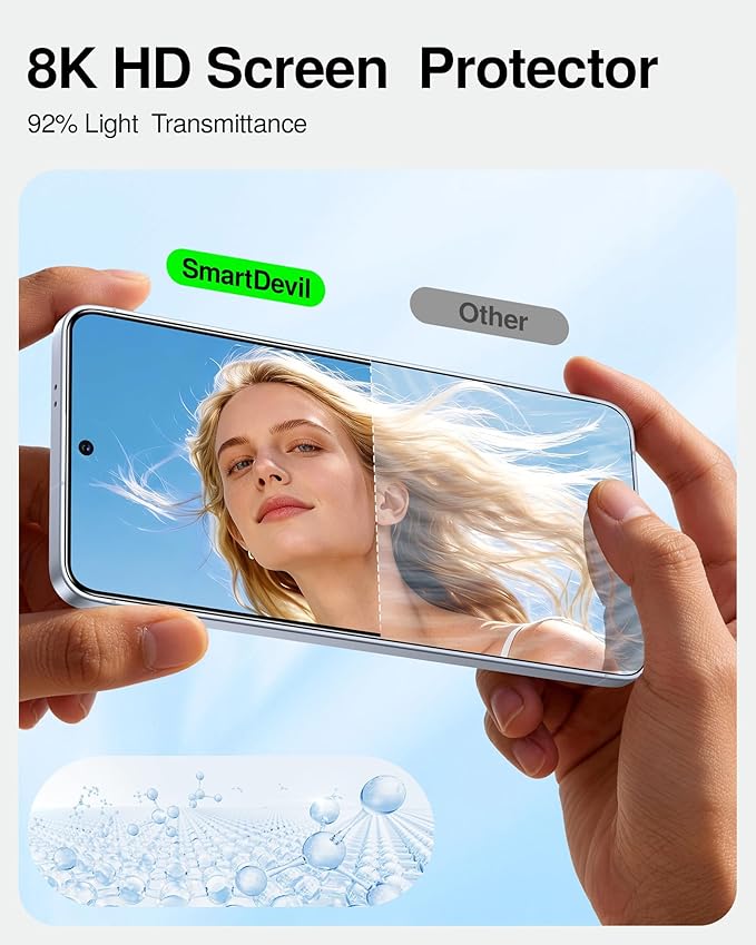 SmartDevil Tempered Glass for Samsung Galaxy S25 Screen Protector [3 Pack]  Fingerprint Unlock Compatible HD Anti-Glare 9H Scratch &amp SGS Impact Resistant Fast &amp Easy Smart Pull Box Bubble