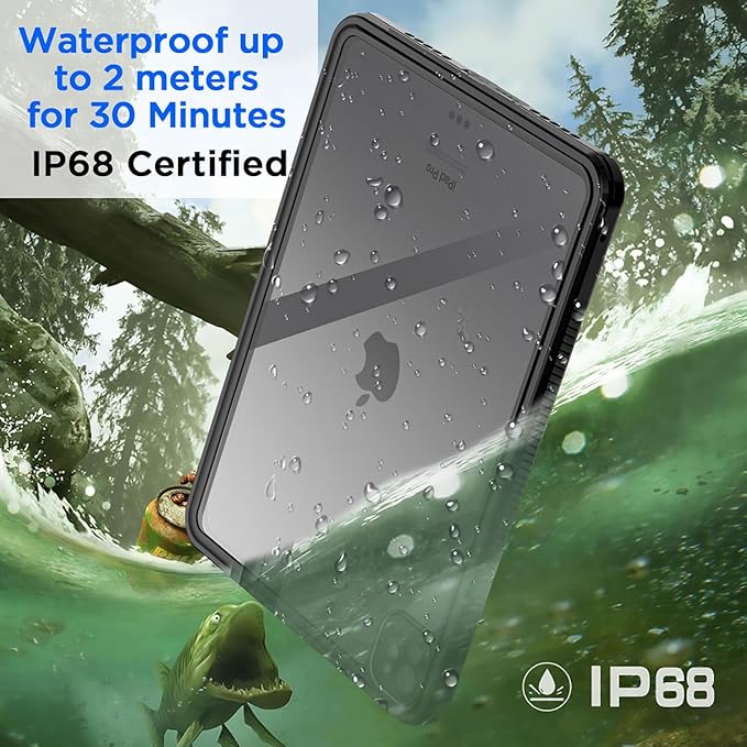 AICase for iPad Pro 13 Inch Waterproof Case M4 2024 7th Generation [Built-in Screen Protector&ampStand] Full-Body Rugged Shockproof Drop Proof Protective Cover for iPad Pro 13 Inch M4 2024 7th Gen