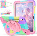 for iPad (A16) 11th Generation 11 Inch (2025) / iPad 10th Gen 10.9 Inch (2022) Cute Kids Case 360 Rotating Handle Stand Strap Case Heavy Duty Shockproof Soft Silicone Girly Cover Purple