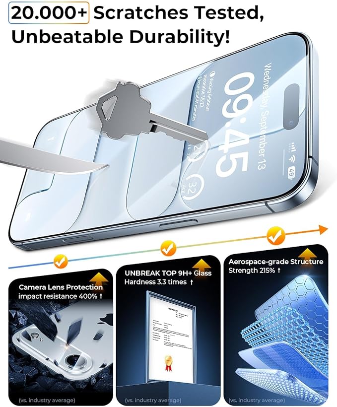 MRGLAS TOP 9H+ Glass 2+2 Packs for iPhone Air Privacy Screen Protector with Camera Lens Protector [Zero Bubble][10X Military Protection] 17 Air 6.5 Tempered Glass Full Edge CoverageCase-Friendly