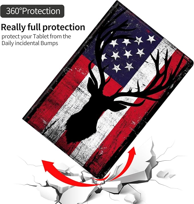Old American Flag With Deer