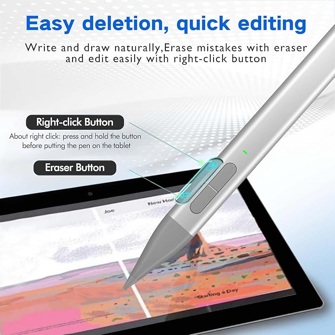 Slim Pen 2 for Microsoft Surface with 4096 Pressure Eraser &amp Right-Click Palm RejectionGraphite Nibfor Surface Pro 12/11/10/9/8/7/6/5/4/XSurface Go 4/3/2Book 3/2/1Laptop1-6Surface Studio 2