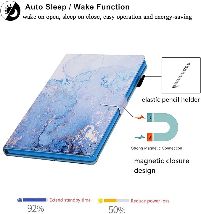 Kindle Fire HD 10 2019/2017 Tablet Case 9th/7th Generation Smart PU Leather TPU Back Folio Stand Cover with Card Slots Pencil Holder [Auto Wake/Sleep] for Amazon Fire HD 10.1 Gold Marble