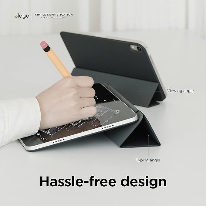 elago Case for iPad Air 13(M4 M3 M2) / Pro 12.9(3rd 4th 5th 6th) -iPad Case with Magnetic Attachment to Metal MaterialsCompatible with Apple iPad Pencil and elago’s Pencil case (Dark Grey)