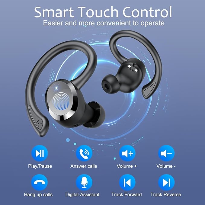 Ear Buds Wireless Bluetooth Earbuds Bluetooth 5.4 Headphones 68hrs Playtime Sport Earphones with LED Display ENC Noise Cancelling Mic IPX7 Waterproof Earbuds with Hook for Sports/Workout/Running