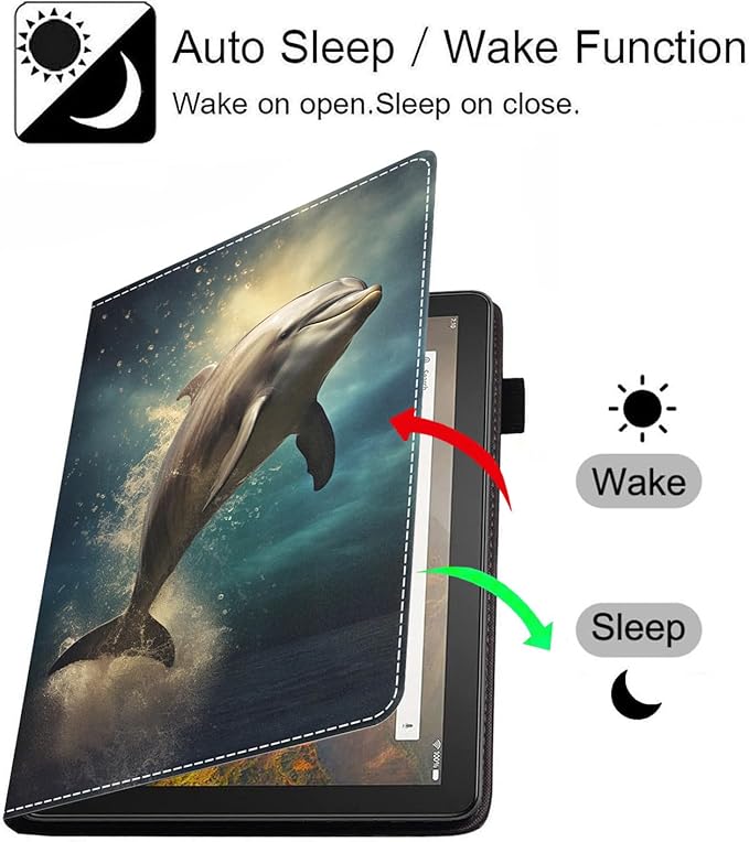 Case for All-New Amazon Fire HD 10 &amp 10 Plus Tablet 10.1 (13th/11th Generation 2023/2021 Release) Slim PU Leather Stand Cover with Card Slot &amp Auto Wake/Sleep Dolphin