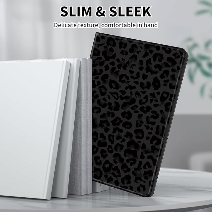 Case for Microsoft Surface Pro 11/10 / 9 13 InchPU Leather Cute Slim Folio Adjustable Stand Cover Case for Surface Pro 11th Edition AIBlack Green Leopard