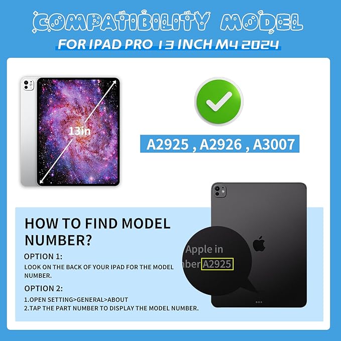 for iPad Pro 13 inch Case 2024 Shockproof Kids iPad 13 Pro Case Protective Cover for iPad Pro 13 M4 with Pencil Holder Anti-Slip Handle Stand Blue
