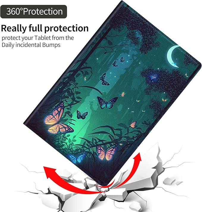 Tablet Case for Samsung Galaxy Tab A8 10.5 inch Case 2022PU Leather Folio Stand Cover with Smart Auto Wake/Sleep for Galaxy Tab A8 10.5 inch 2022 Model [SM-X200/X205/X207]Butterfly in Green Forest