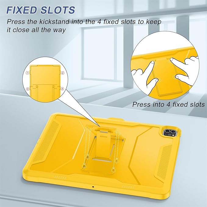 Soke Case for iPad Pro 12.9 Inch 6th/5th/4th Generation(2022/2021/2020 Release) Rugged Shockproof Protective Cover with Built-in Kickstand for Apple iPad Pro 12.9 - Lemon Yellow
