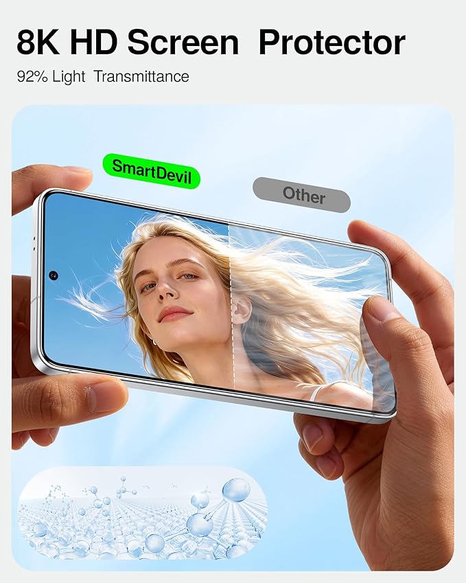 SmartDevil Tempered Glass for Samsung Galaxy S25+ Plus Screen Protector [3 Pack]  Fingerprint Unlock Compatible HD Anti-Glare 9H Scratch &amp SGS Impact Resistant Fast &amp Easy Smart Pull Box