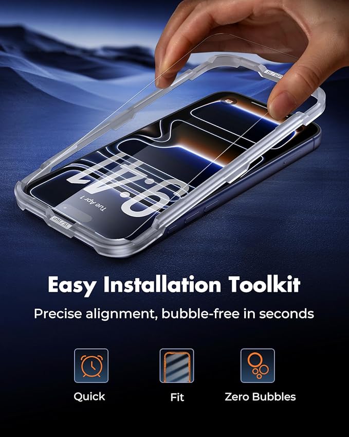 UNBREAKcable iPhone 17 Pro Max Screen Protector 3-Pack with Camera Protection | 9H Hardness | HD Clarity | Anti-Fingerprint | Case Friendly | 6.9 Inch | 3 Tempered Glass + 3 Camera Lens Protectors