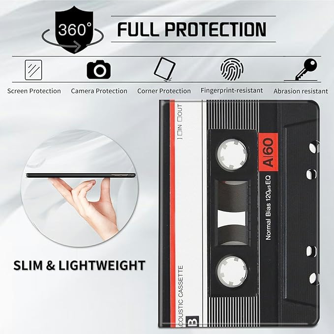 Case for All-New Kindle Paperwhite 12th Generation 7 inch 2024 &amp Kindle Colorsoft Signature Edition 2024 Lightweight Protective PU Leather Smart Stand Cover with Auto Wake Sleep - Audio Cassette T