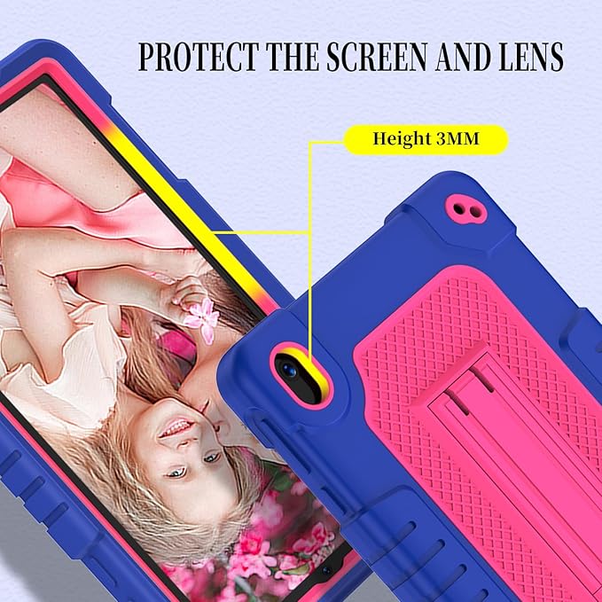 for Walmart Onn 8 inch Gen 4 2024 Model Tablet Case with 2 Pcs Screen ProtectorHeavy Duty Kids Shockproof Stand Shoulder Strap Case for Walmart Onn 8 2024 Model:100135923 (Navy/Pink)
