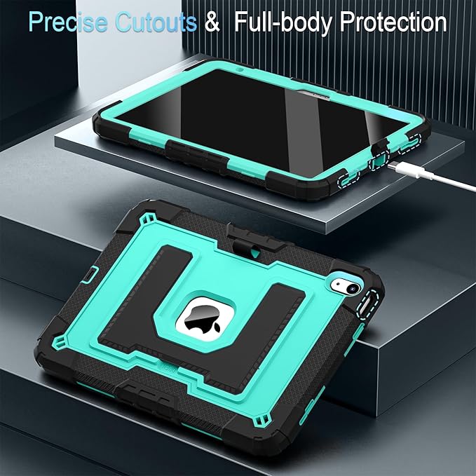 for iPad (A16) 11 Inch 11th /10th Generation 10.9 Inch iPad Case 10th Generation with Shoulder StrapHeavy Duty Shockproof Cover for i Pad 11th/10th GenBlack Mint
