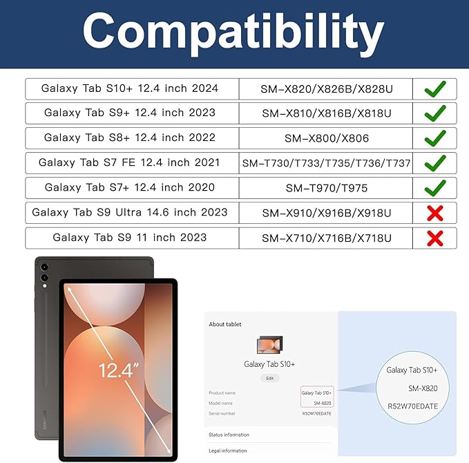 BRAECN for Samsung Galaxy Tab S10 Plus Case 2024/S9 Plus/S9 FE+/S8 Plus/S7 Plus /S7 FE 12.4 InchHeavy Duty Shockproof Case with S Pen Holder&amp360 Rotating Hand Strap/Kickstand Shoulder StrapRed