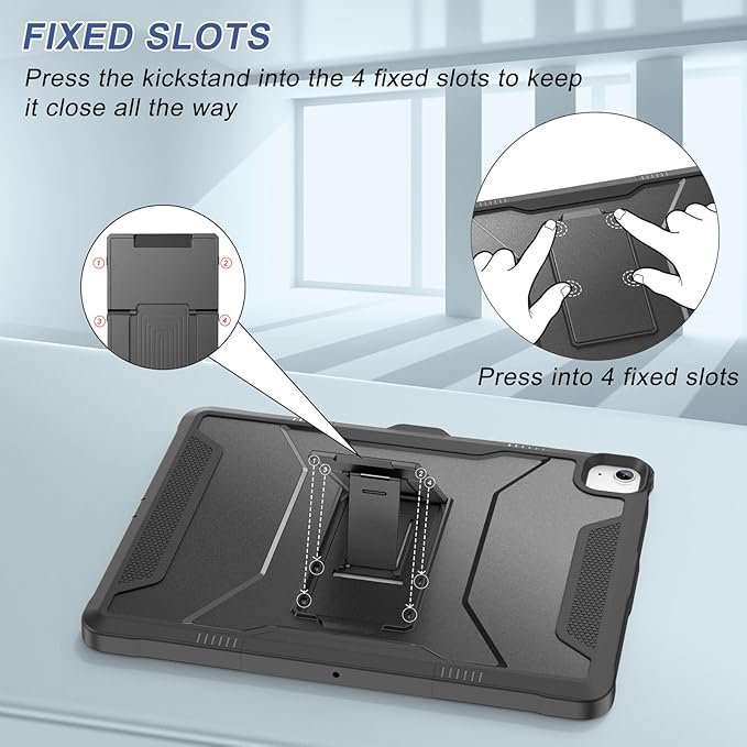 Soke Case for iPad Air 13-Inch M4 2026 M3 2025 &amp M2 2024with Built-in Screen Protector and Kickstand Rugged Full-Body Heavy Duty Protective Cover for Apple iPad Air 13 - Black
