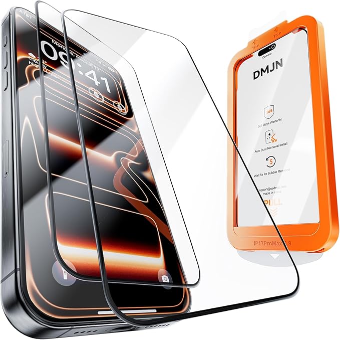 DMJN NeverCrack 9H+ Top Glass for iPhone Air Screen Protector (13FT Military Grade Shatterproof &amp Easy Installation) Screen Protector Air Tempered Glass Full Edge Coverage Longest Durable 2 Pac