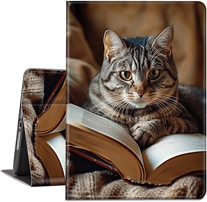 Case for Kindle Paperwhite 12th Generation 7 &amp Kindle ColorSoft Signature Edition PU Leather Protective Cover with Auto Sleep/Wake for Kindle Paperwhite 2024 – Cat Reading