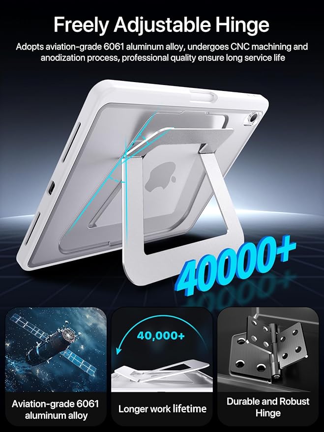 Case for iPad Air 11 inch M4/M3/M2(2026/2025/2024) iPad Air 4/5th Generation Dual Multi-Angle Adjustable Kickstand Full Protective Case with Built-in Pencil Holder (White iPad Air 11 inch)