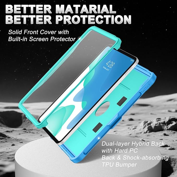 Soke Case for iPad (A16) 11th Generation 11-Inch 2025 /10th Generation 10.9-Inch 2022 with Screen Protector and Multi-Angle Kickstand Rugged Full Body Heavy Duty Protective Cover - Blue Green