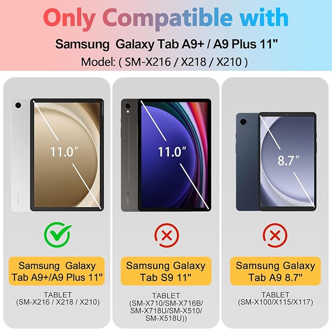 for Samsung Galaxy Tab A9 Plus Case 11 inch(SM-X210/X216/X218) Women Men Boys Kids Folio Cover with Pencil Holder Auto Week/Sleep Design for Samsung A9+ Plus Tablet Cases Cool