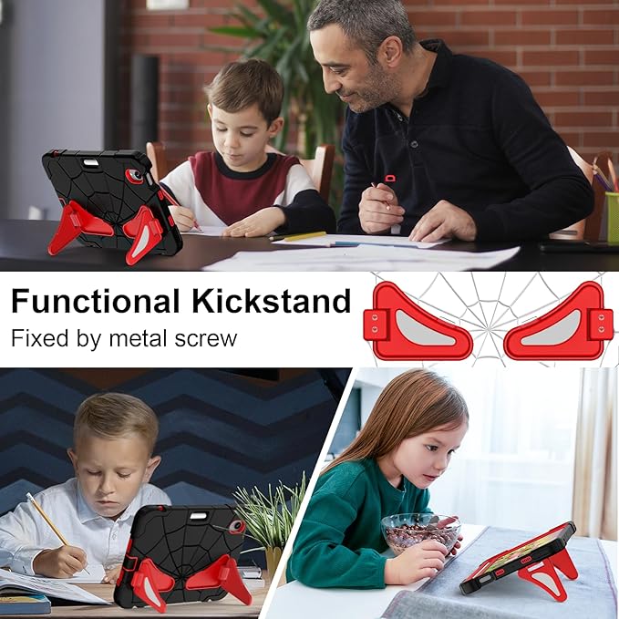 Case for iPad mini 7 (A17 Pro) 2024 iPad mini 6 2021 8.3-Inch Kids Friendly Shockproof Cover with Kickstand Shoulder Strap Pen Holder Support Pencil Pro &amp Pencil USB-C Black Red