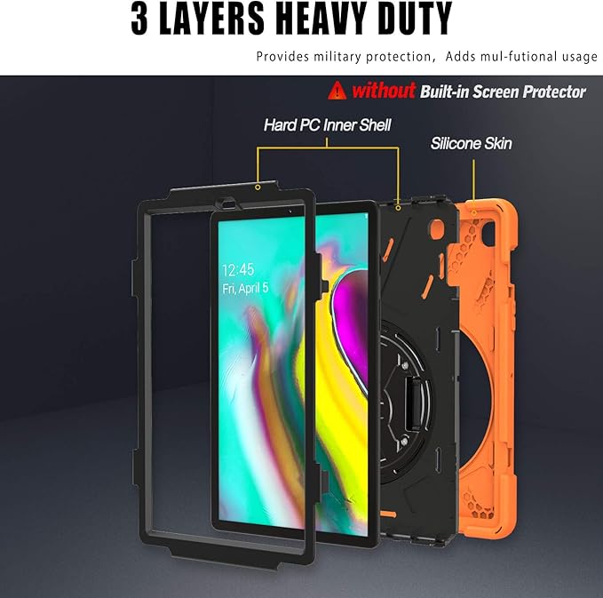 JZ 360 Degrees Kickstand Case Compatible with Samsung Galaxy Tab S4 10.5 (SM-T830T835T837) Stand Case Cover with Wrist Strap and Shoulder Strap - Camouflage