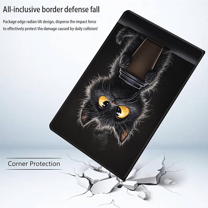 Bxgolkgd Tablet Case for 6.8 Kindle Paperwhite (11th Generation-2021) &amp Kindle Paperwhite Signature EditionAuto Wake/Sleep FunctionBlack Cat Coffee