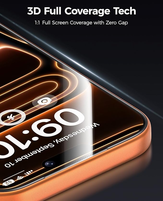 BENKS GlassWarrior AR Screen Protector for iPhone 17 Pro 6.3 inch 3D Curved Full Coverage Tempered Glass Superior Scratch Resistance Anti-Reflective Tempered Glass Screen Protector