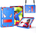 Dteck for iPad A16 Kids Case BoysCute Cartoon Spider Child Friendly Hard Kickstand Cover with Pencil Holder Shoulder Strap Shockproof Rugged Protective 10.9 10 Gen Cool CaseBlue/Red