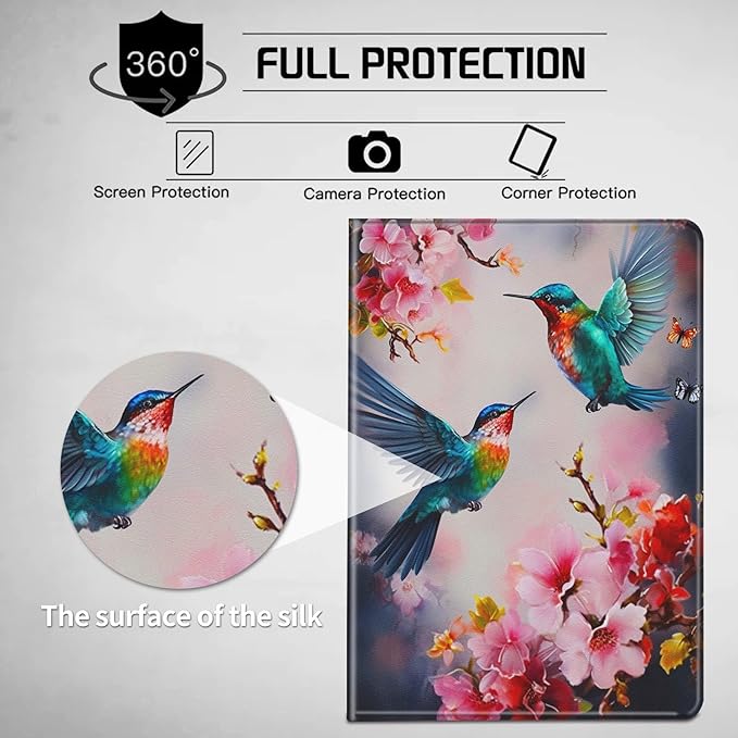 for iPad Air 13 inch Case 2024 M2 with Adjustable Stand &amp Auto Wake/Sleep Smart Protect Cover Case for iPad Air 13 inch 2024 - Hummingbird Cherry Blossoms