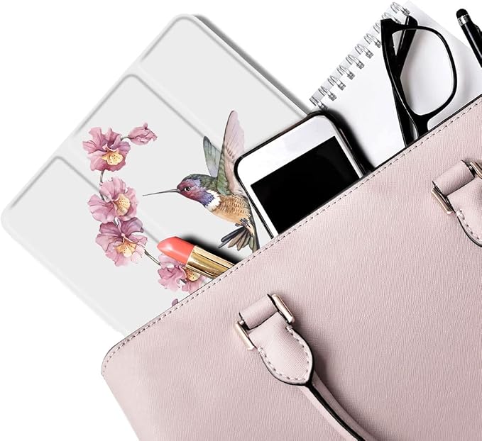 MAYCARI Hummingbird Flower Case foriPad Pro 12.9 Inch 2022/2021/2020 with Pencil Holder Lovely Animal iPad Pro 6th/5th/4th Generation Soft TPU Back Protective Case Auto Sleep/Wake Cover Slim Shell