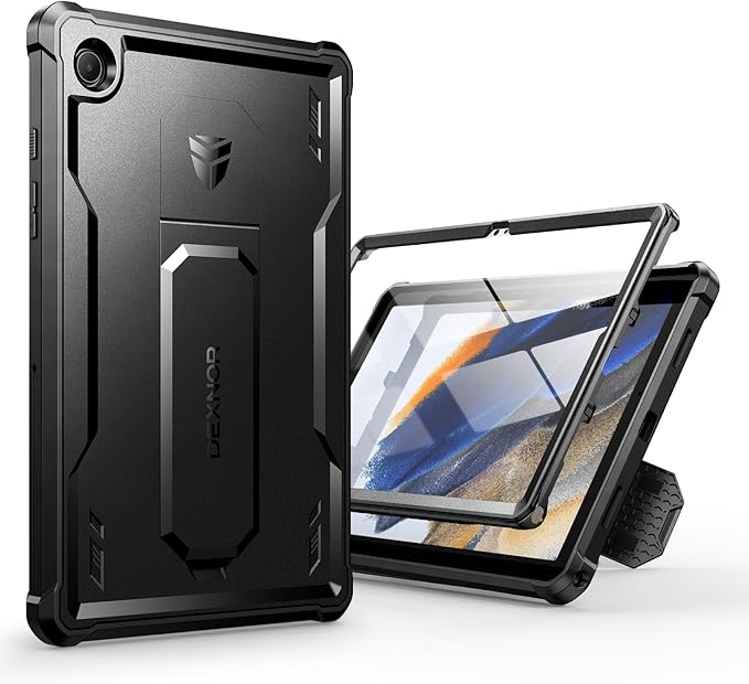 Dexnor Case for Samsung Galaxy Tab A8 10.5 Inch 2022 [Built in Screen Protector &amp Kickstand] Heavy Duty Shockproof Full Body Protective Cover for Galaxy Tab A8 Case-Black
