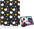 Girly Cute Hen Chicken Floral for iPad 6th/5th Gen Case 9.7 Inch (2018/2017)[Pencil Holder+Auto Sleep/Wake]Slim Stand Soft Leather TPU Back Smart CoverBlack