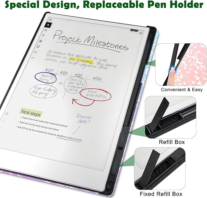 Case for Remarkable Paper Pro Tablet 11.8 (Released in 2024) Hard Back Shell Protective Book Folio Cover with Built-in Pen Holder with Auto Sleep/Wake Function.