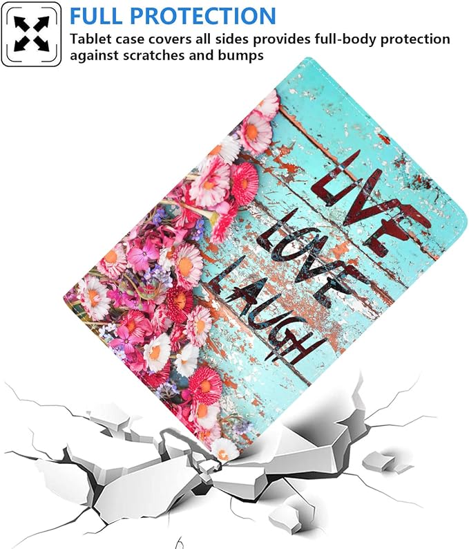 Colorful Daisy Vintage Wood Board Live Love Laugh