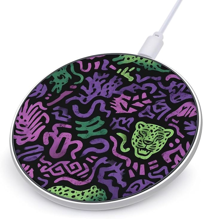 Neon Animal Graffiti Fast Portable Charger 10W Funny Graphic Phone Charging Pad with USB Cable