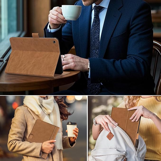 Leather Case for iPad 9th/8th/7th Generation 10.2 Inch(2021/2020/2019)Premium Leather Folio Cover with Auto Wake/SleepAdjustable StandBrown