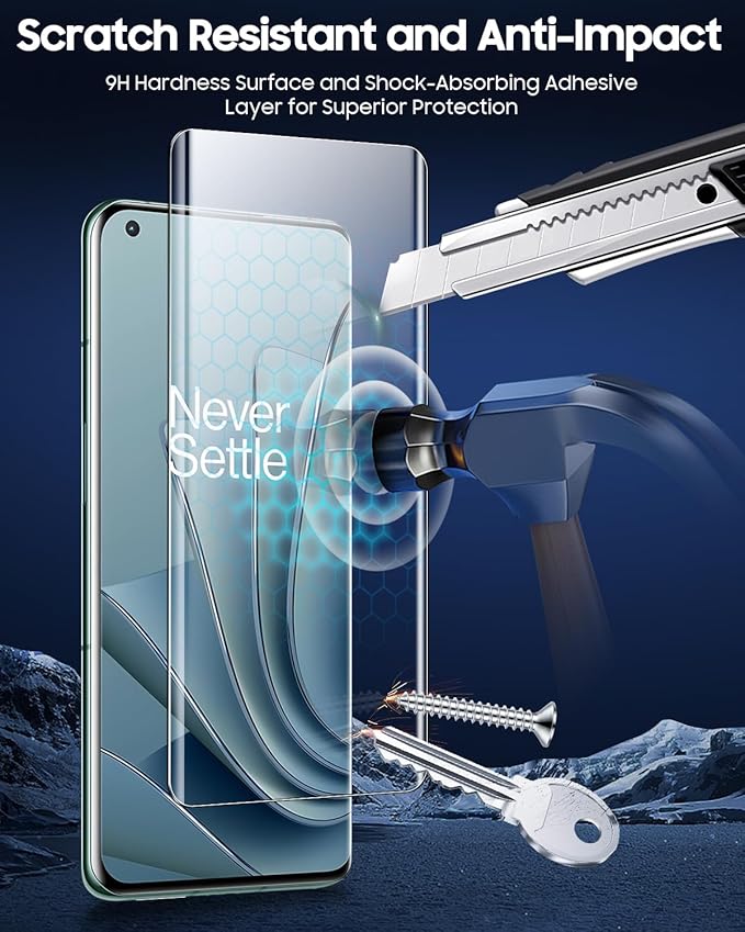 UV Screen Protector for OnePlus 10 Pro - 3 Pack Tempered Glass [9H Scratch Resistant] Sensitive Touch Fingerprint-ID Compatible [Easy to Install] With Alignment Frame
