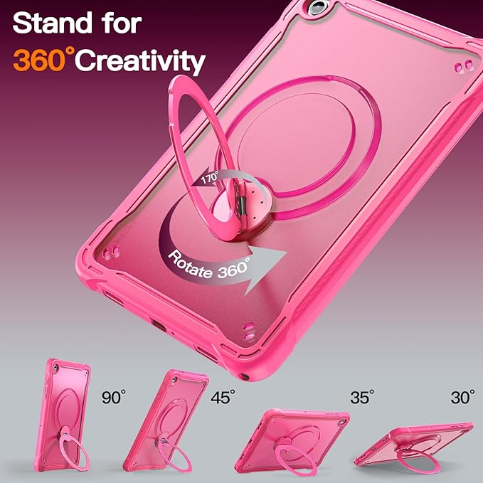 Lunivop Compatible with Samsung Galaxy Tab A11 Plus Case 11 Inch with 360° Rotating Aluminium Stan Stand Built-in 9H+ Hardness Screen Protector Military - Grade Tablet Cover for A11+ Plus Rose red
