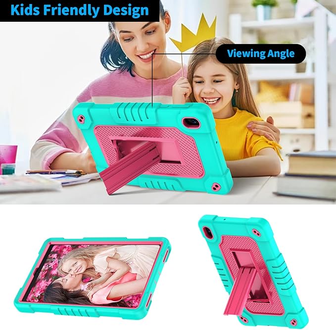 for Walmart Onn 8 inch Gen 4 2024 Model Tablet Case with 2 Pcs Screen ProtectorHeavy Duty Kids Shockproof Stand Shoulder Strap Case for Walmart Onn 8 2024 Model:100135923 (Green/Pink)