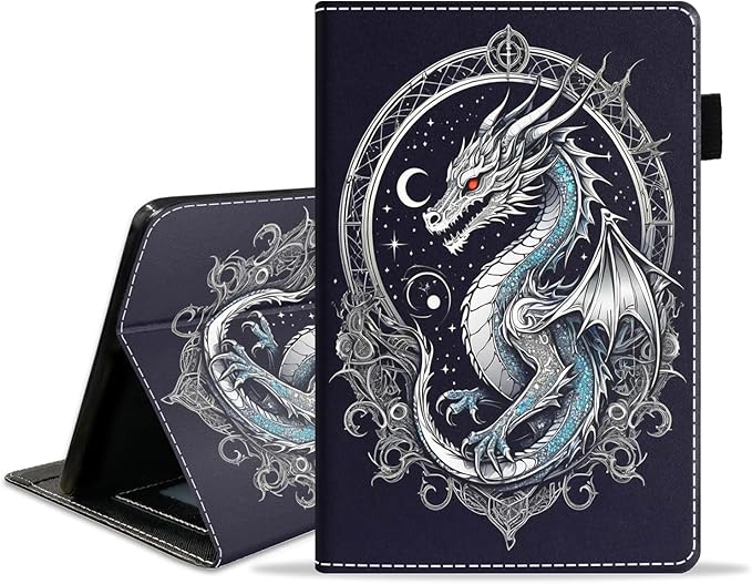 Case for Amazon Fire HD 10/HD 10 Plus Tablet 10.1 (13th/11th Generation 2023/2021 Release) Slim PU Leather Cover with Card Slot &amp Auto Wake/Sleep Dragon