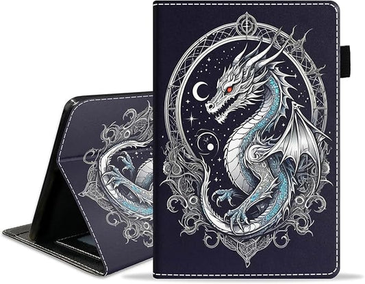 Case for Amazon Fire HD 10/HD 10 Plus Tablet 10.1 (13th/11th Generation 2023/2021 Release) Slim PU Leather Cover with Card Slot &amp Auto Wake/Sleep Dragon