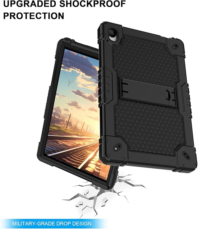 Deomoil for Urao C107/Jeazans OC101/C107 10.1 inch Tablet Hybird Case with Stand with 2 PCS Screen Protector for HiGrace C107/ZOFYWNAS C107/Freeski C107/Pswarfd 10.1 inch Tablet (Black)