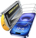 UNBREAKcable 3-Pack Screen Protector for iPhone 16 Tempered Glass - [One-Pull Perfection] [Auto Dust-Elimination] [9H+ Hardness] [99.99% HD Clear] Full Coverage for iPhone 6.1 inch
