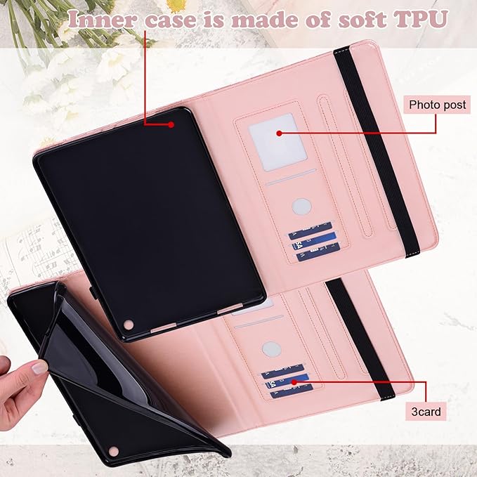 ALILANG for Kindle Fire Max 11 Case (13th Generation 2023 Release) Tree Embossed PU Leather Card Slot Shockproof Smart Cover for Kindle Fire Max 11 2023 Tablet Case -Golden