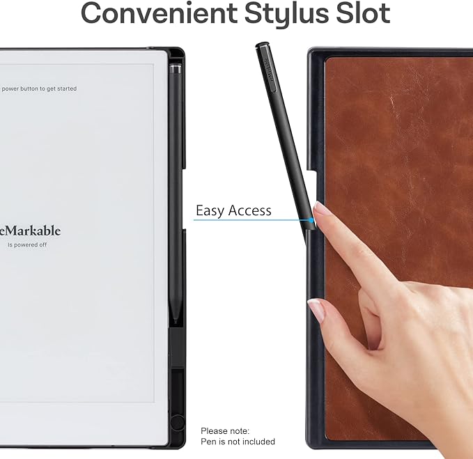 CoBak Case for Remarkable 2 Paper Tablet - Lightweight and Hard Back Shell Protective Book Folio Cover with Built-in Pen Holder - for 10.3 2020 Released (Brown)